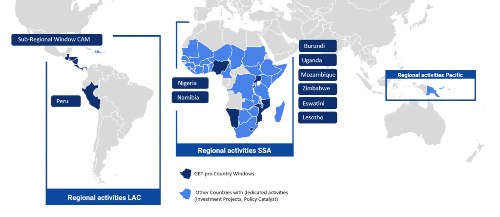 The Map provides and overview of the Geographical Reach of GET.pro